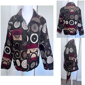 Christopher & Banks full-zip jacket geometric swirl pattern Pockets Sz Large